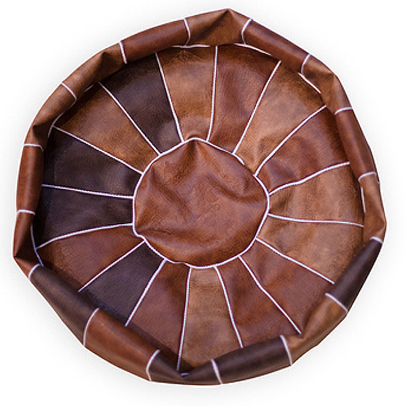 Artisanal Moroccan Pi Dun Leather Circle Futon