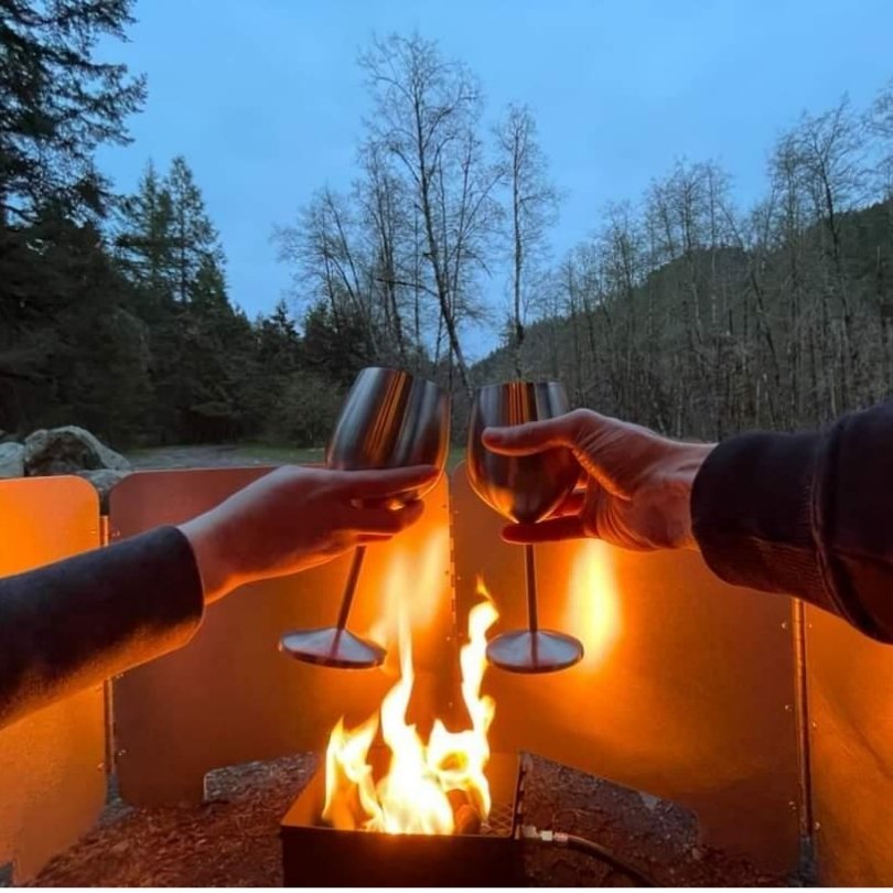 Raise a toast to good times and great company around the campfire, enhanced by "The Original Fire Reflector." Crafted with precision in Canada, this unique addition to your outdoor adventures reflects the warmth of camaraderie as you share stories, laughter, and unforgettable moments. Cheers to a brighter, warmer experience!