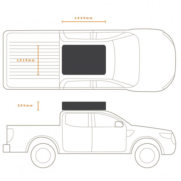 Panorama 1600 Roof Top Tent - HD 63" Queen