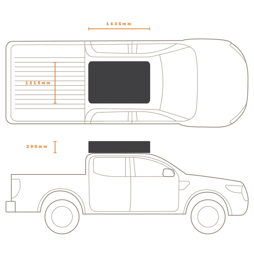 Panorama 1600 Roof Top Tent - HD 63" Queen